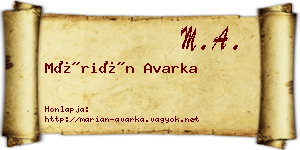 Márián Avarka névjegykártya